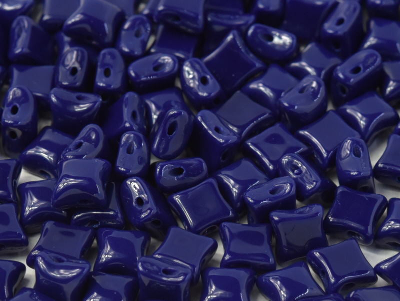 25 pcs WibeDuo® Beads, 8x8 mm,2-Hole, Czech Glass, Opaque Dark Blue
