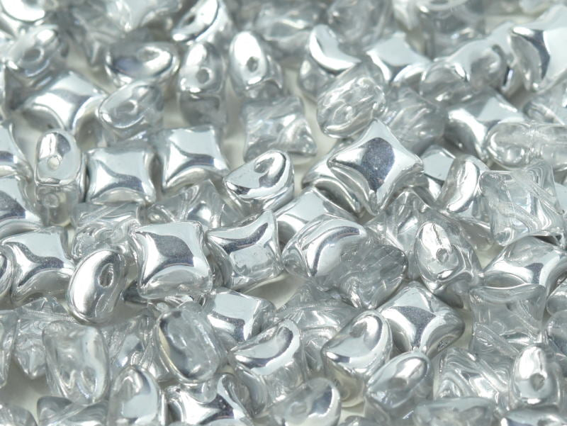 25 pcs WibeDuo® Beads, 8x8 mm,2-Hole, Czech Glass, Crystal Labrador
