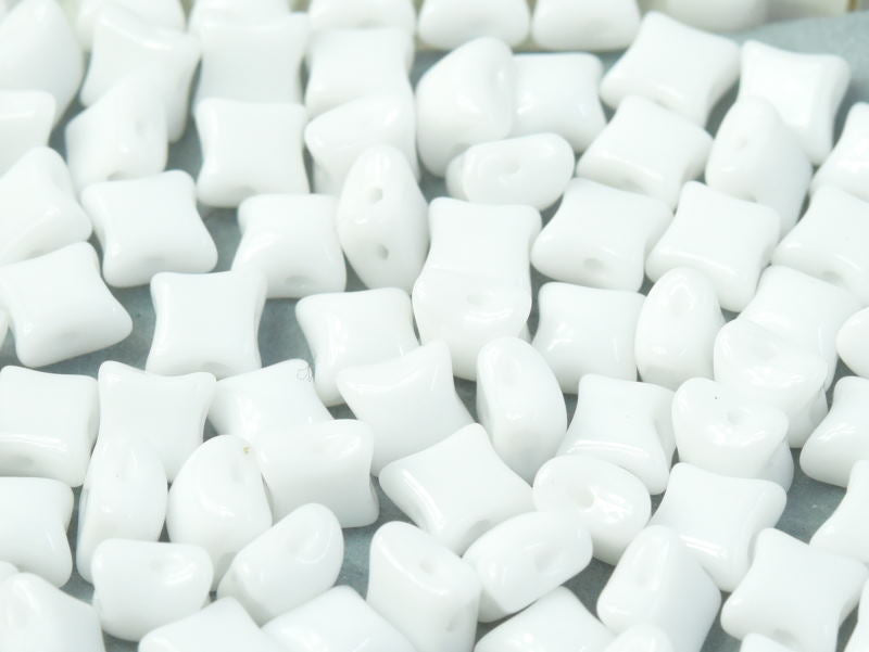 25 pcs WibeDuo® Beads, 8x8 mm,2-Hole, Czech Glass, Chalk White