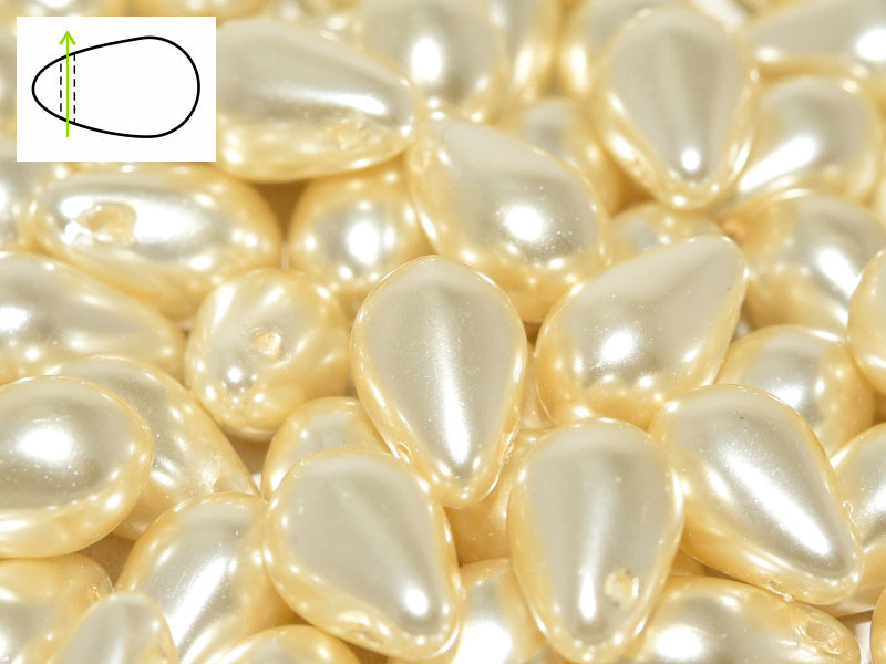 30 pcs Teardrop Glass Beads, 6x9mm, Pearls Cream, Czech Glass