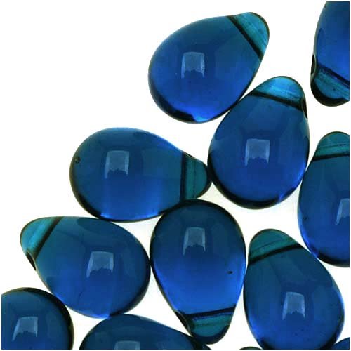30 pcs Teardrop Glass Beads, 6x9mm, Dark Aquamarine, Czech Glass