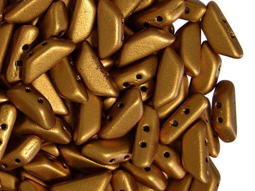50 pcs Tinos® Par Puca® 2-hole Beads, 10x4mm, Crystal Bronze Gold Matte, Czech Glass