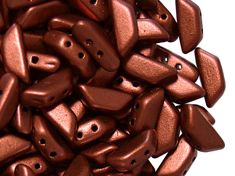 50 pcs Tinos® Par Puca® 2-hole Beads, 10x4mm, Crystal Bronze Red Matte, Czech Glass