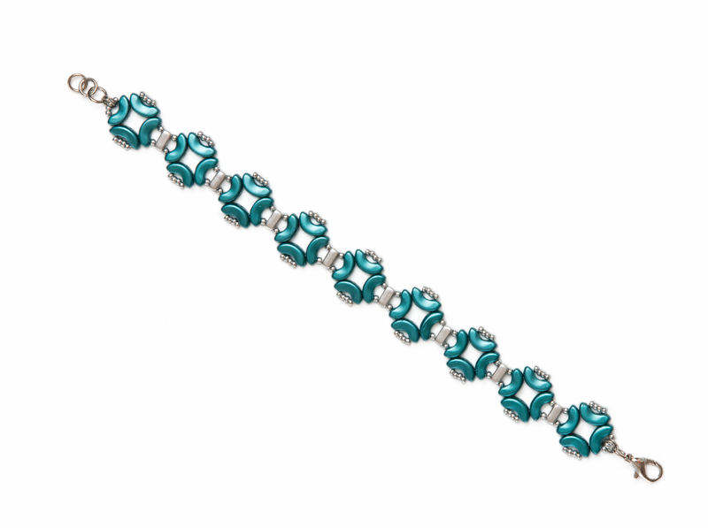 1 pc DIY Beading Kit for Jewelry Making (Bracelet) Magic Identity, Turquoise Silver, Czech Glass Beads