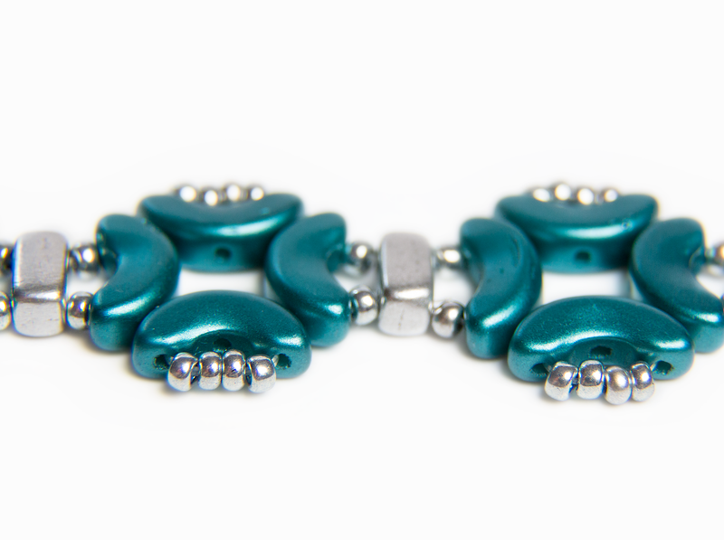 1 pc DIY Beading Kit for Jewelry Making (Bracelet) Magic Identity, Turquoise Silver, Czech Glass Beads