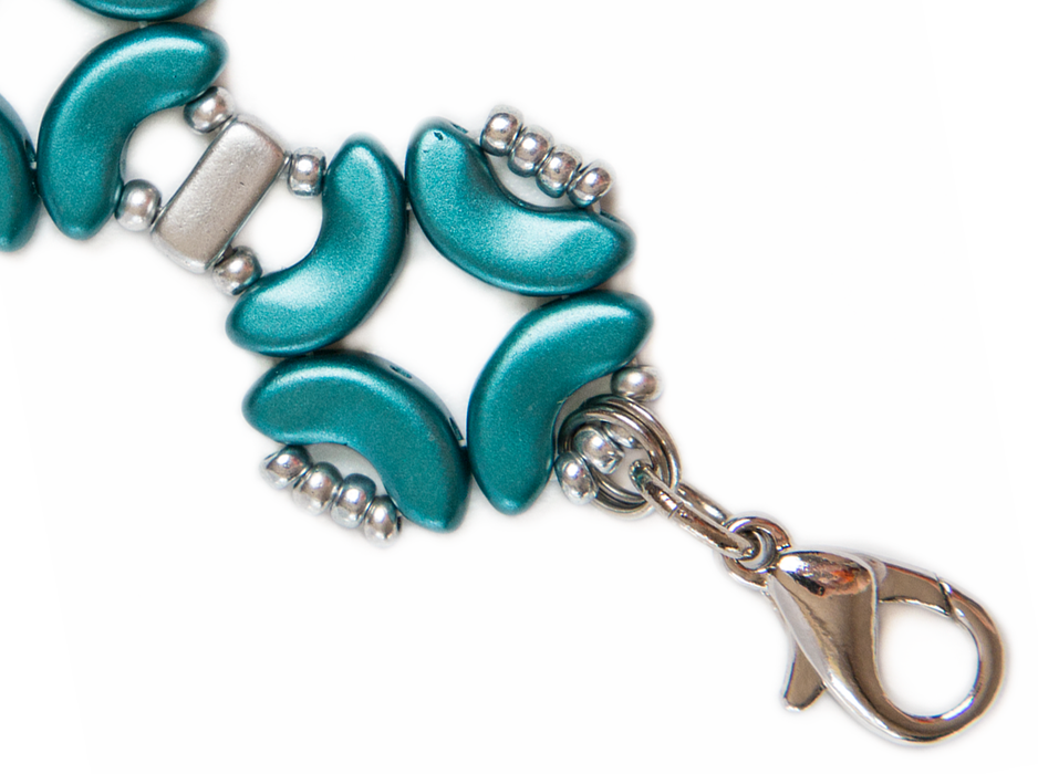 1 pc DIY Beading Kit for Jewelry Making (Bracelet) Magic Identity, Turquoise Silver, Czech Glass Beads