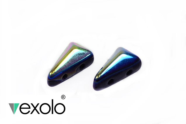 30 pcs 2-hole Vexolo® Beads, 5x8mm, Jet AB, Czech Glass