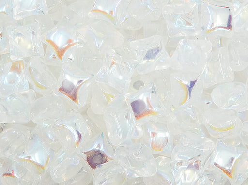 25 pcs WibeDuo® Beads, 8x8 mm,2-Hole, Czech Glass, Crystal AB