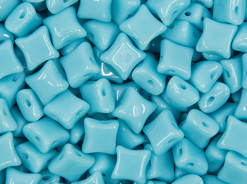 25 pcs WibeDuo® Beads, 8x8 mm,2-Hole, Czech Glass, Opaque Blue Turquoise